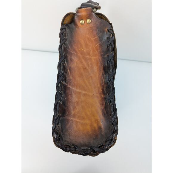 Vintage Hand Made Rustic Leather Laptop Messenger Bag With Working Lock & Key - Picture 4 of 12